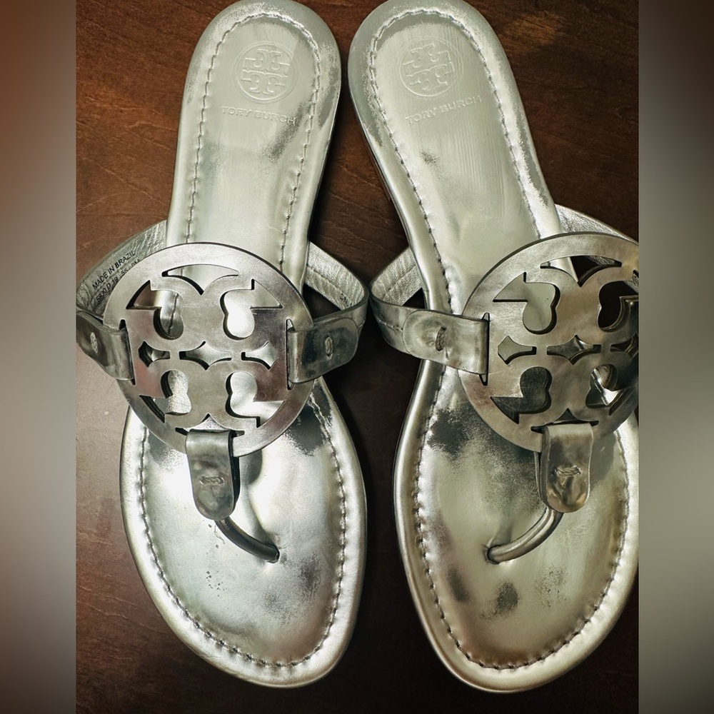 Silver Tory Burch Miller Sandals